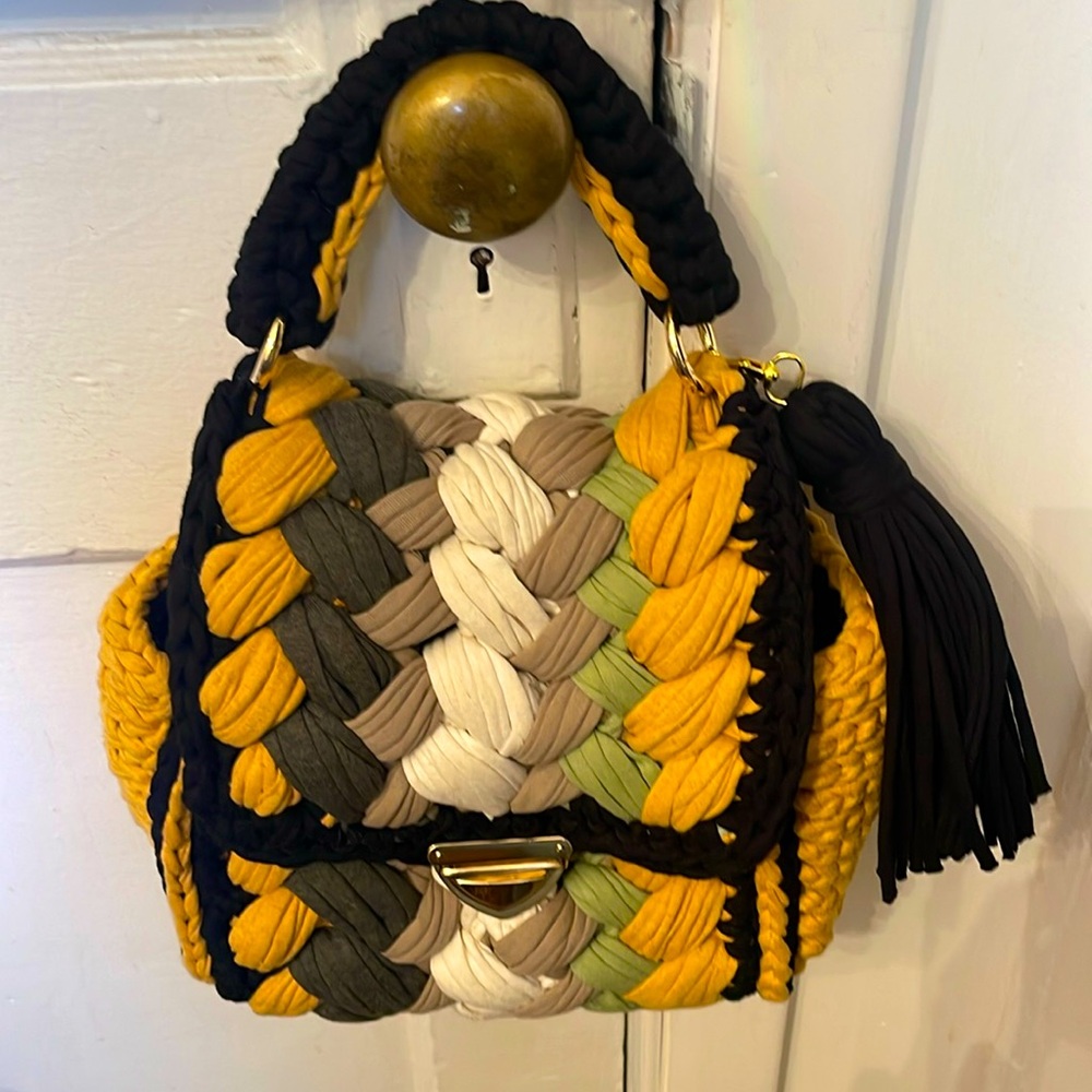 Handmade hand-knotted Crochet Puff Bag. Wore once for a summer event!